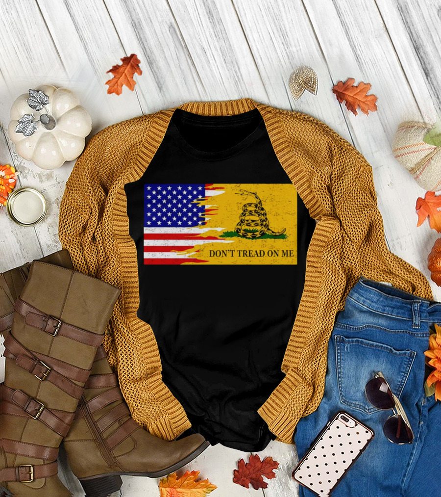 Don't Tread on Me American Flag Gadsden Snake T-Shirt
