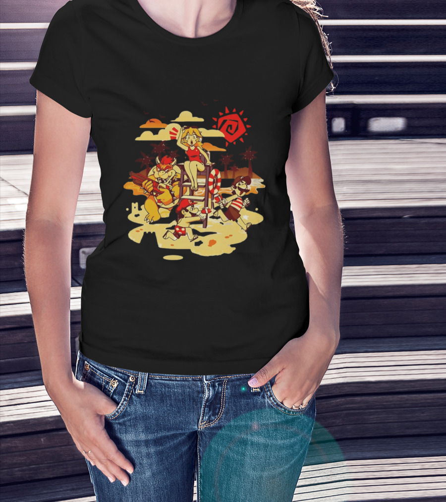 Frenemies Summer Beach Fun Mario Luigi Princess Peach Bowser Adventure T-Shirt
