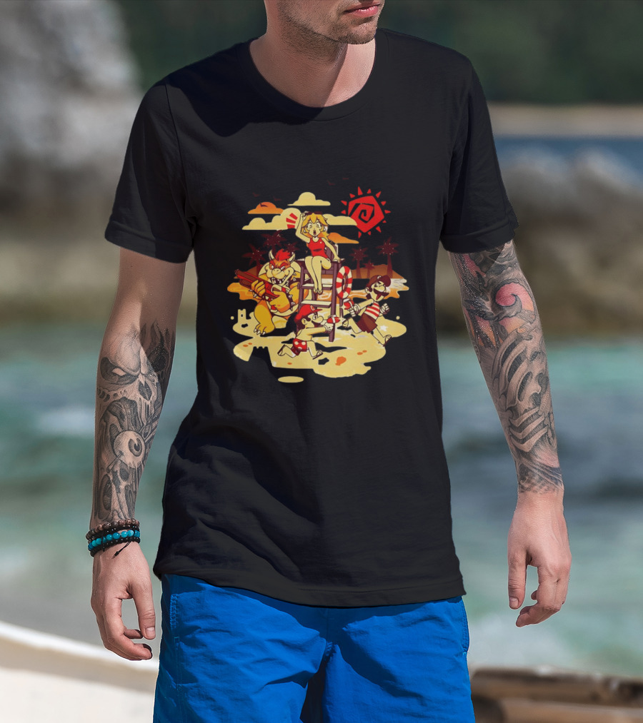 Frenemies Summer Beach Fun Mario Luigi Princess Peach Bowser Adventure T-Shirt