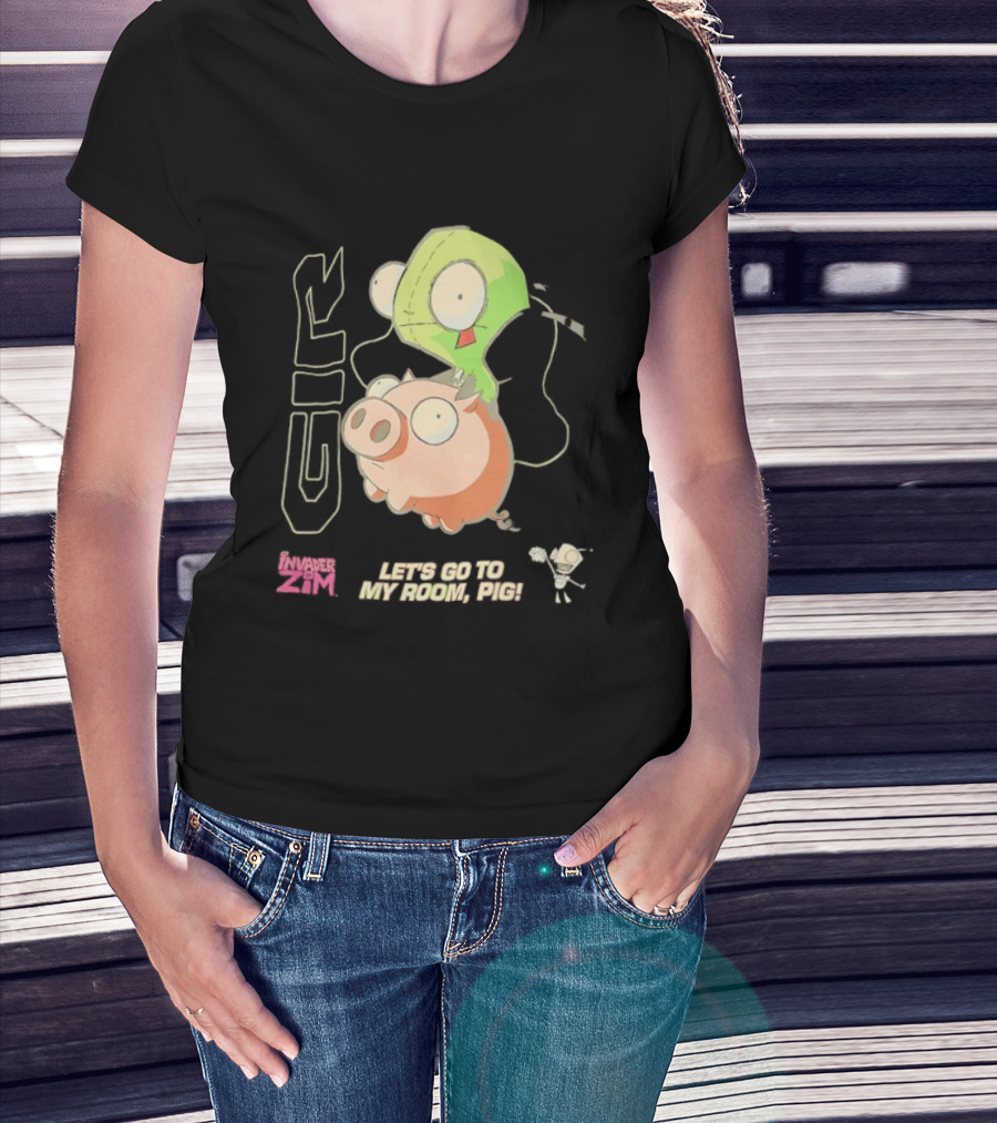 GIR Invader Zim Let's Go To My Room Pig Ride Adventure T-Shirt