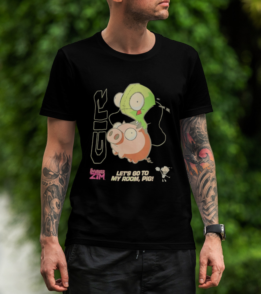 GIR Invader Zim Let's Go To My Room Pig Ride Adventure T-Shirt
