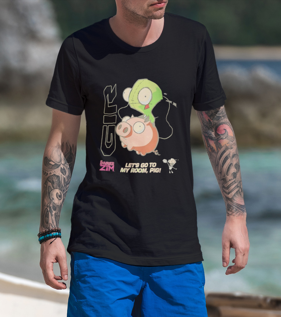 GIR Invader Zim Let's Go To My Room Pig Ride Adventure T-Shirt