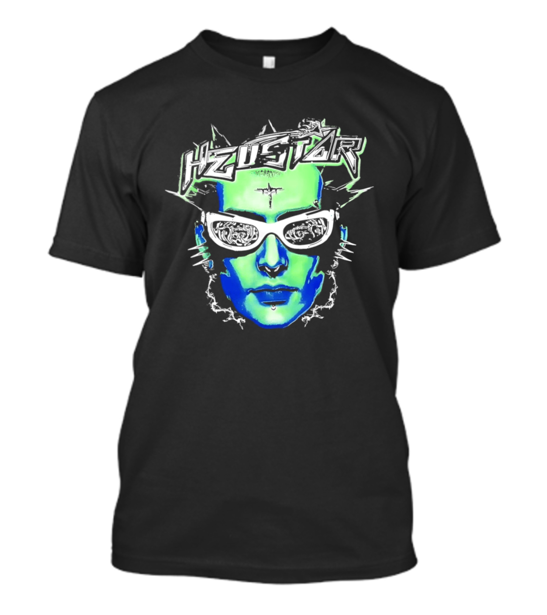Heustar Face Futuristic Cyberpunk Digital Neon Aesthetic T-Shirt