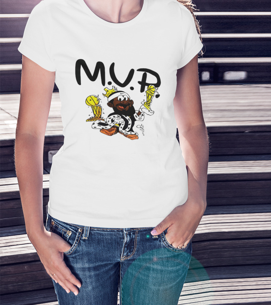 Lebron James MVP Cartoon With Trophy And Crown Lakers Basketball Bubble Boy T-Shirt