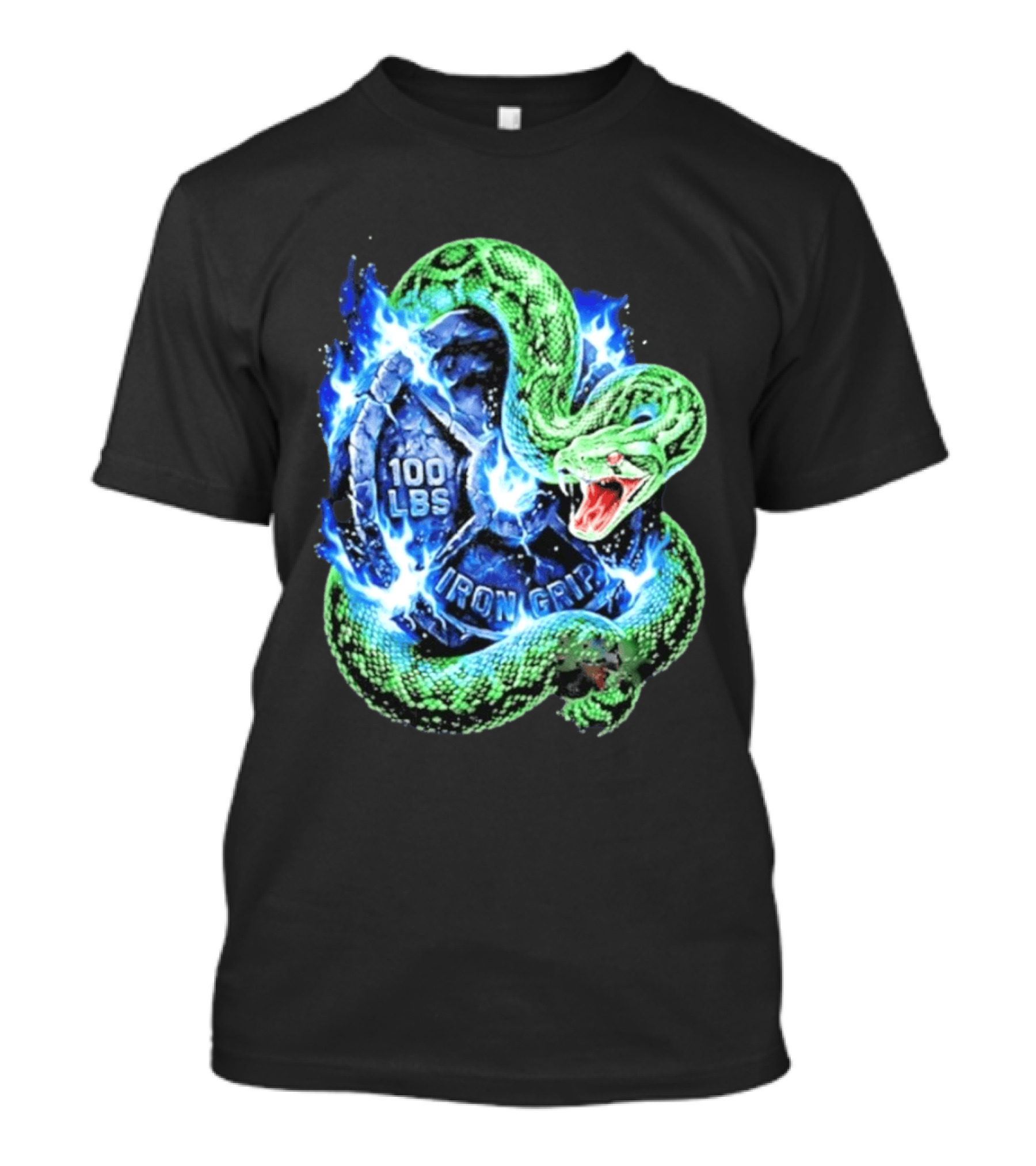 100 Lbs Iron Grip Snake With Lightning And Dumbbell T-Shirt