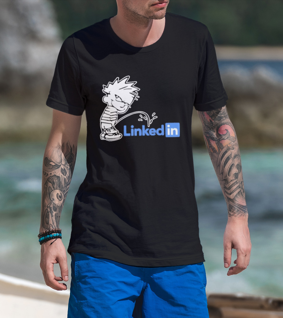 Calvin Pissing LinkedIn T-Shirt