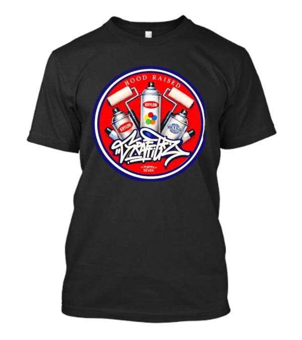 Hood Raised Krylon Graffiti Forty Seven High Bller Est 2017 T-Shirt