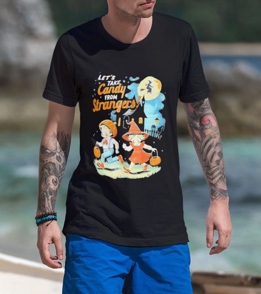 Let's Take Candy From Strangers Halloween Witch Pumpkin Kids T-Shirt