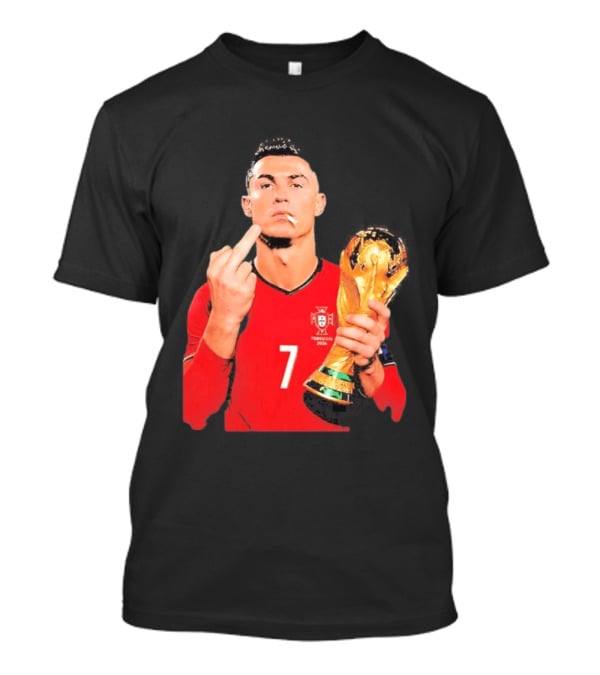 Cristiano Ronaldo Portugal 7 Middle Finger World Cup Trophy T-Shirt