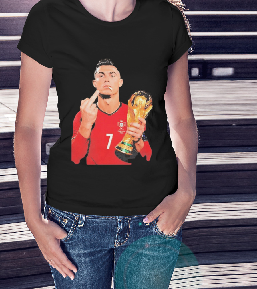 Cristiano Ronaldo Portugal 7 Middle Finger World Cup Trophy T-Shirt