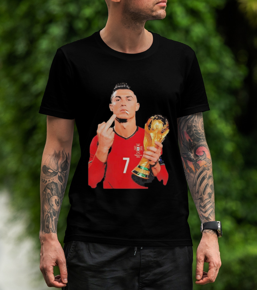 Cristiano Ronaldo Portugal 7 Middle Finger World Cup Trophy T-Shirt