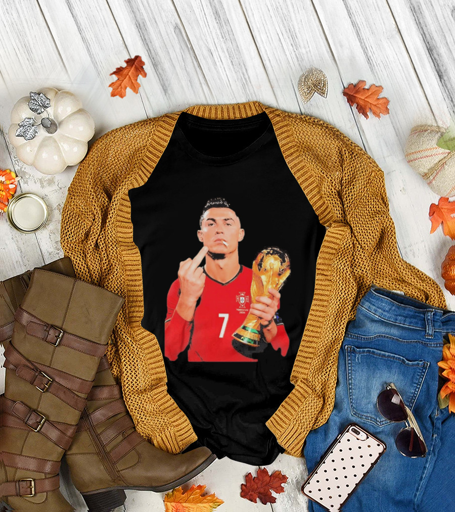 Cristiano Ronaldo Portugal 7 Middle Finger World Cup Trophy T-Shirt