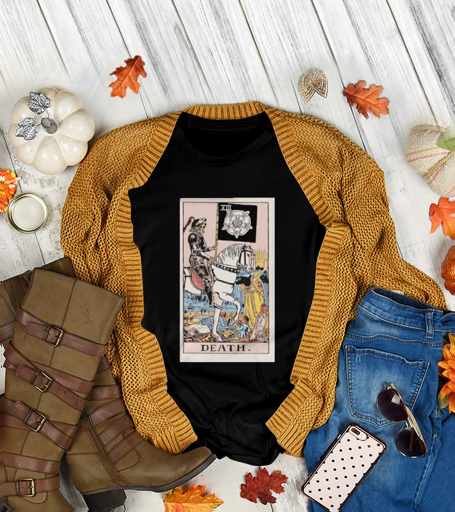 XIII Death Rider of the Apocalypse Tarot Card Skeleton on Horse Flag XIII T-Shirt