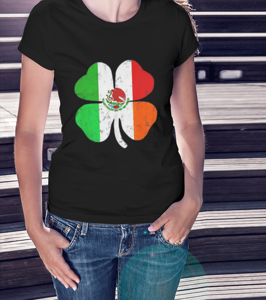 Mexican Irish Shamrock Flag St Patrick's Mexico Ireland Unity T-Shirt