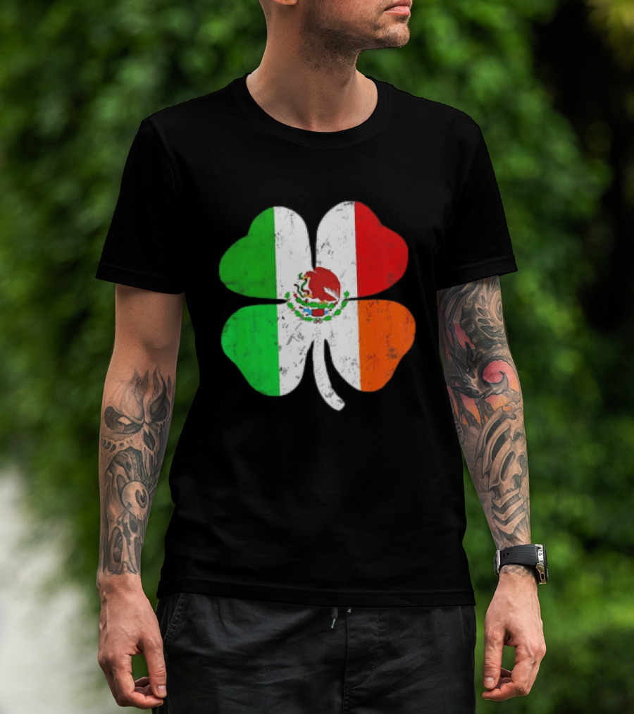 Mexican Irish Shamrock Flag St Patrick's Mexico Ireland Unity T-Shirt