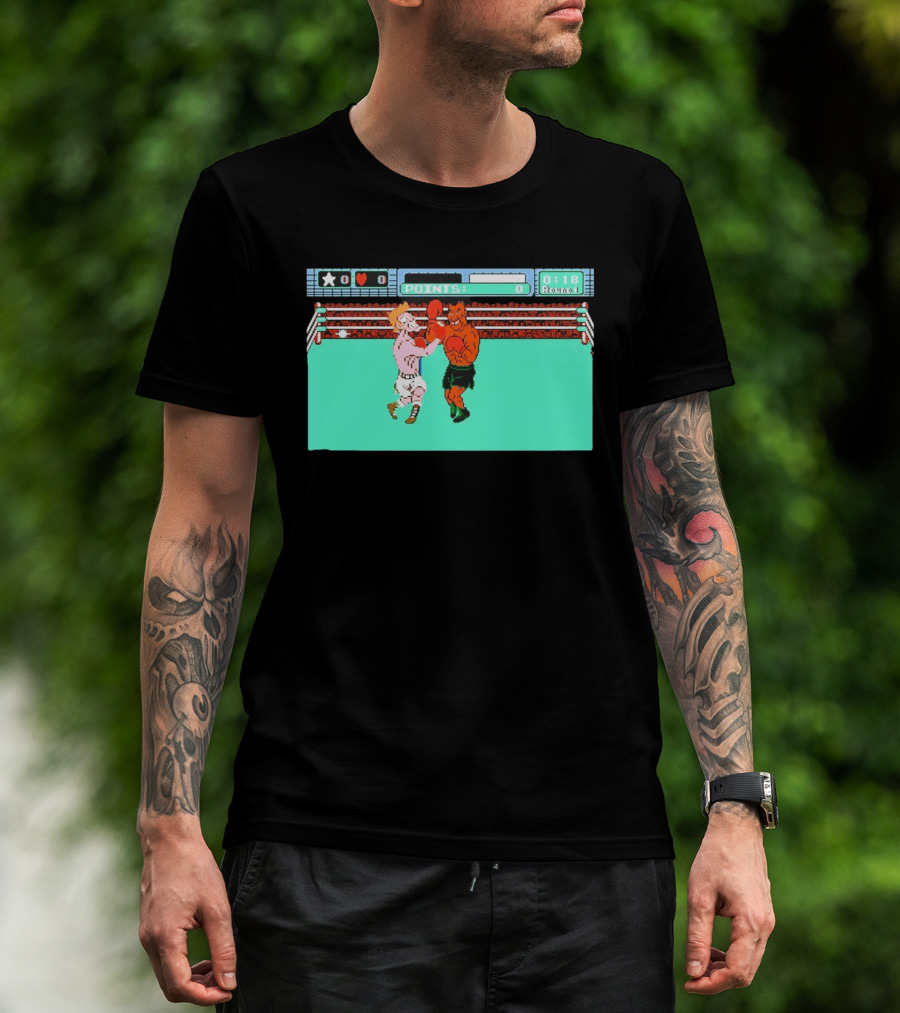 Punch Out NES Classic Mike Tyson Boxing Scene Retro 8 Bit Video Game T-Shirt