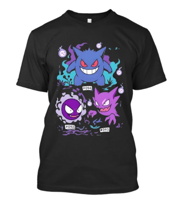 Gengar Haunter Gastly Pokemon Evolution Line 094 092 093 T-Shirt