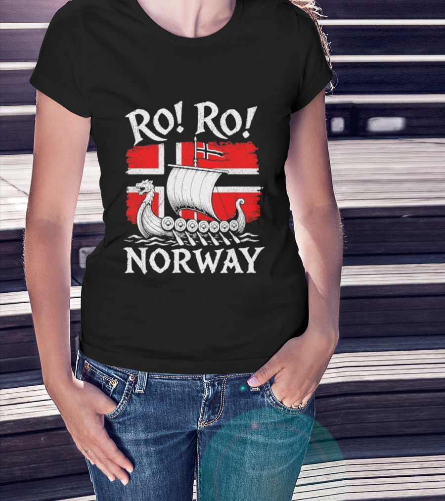 Ro Ro Norway Viking Longship Flag T-Shirt