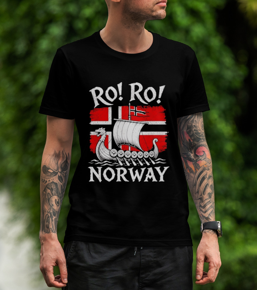 Ro Ro Norway Viking Longship Flag T-Shirt