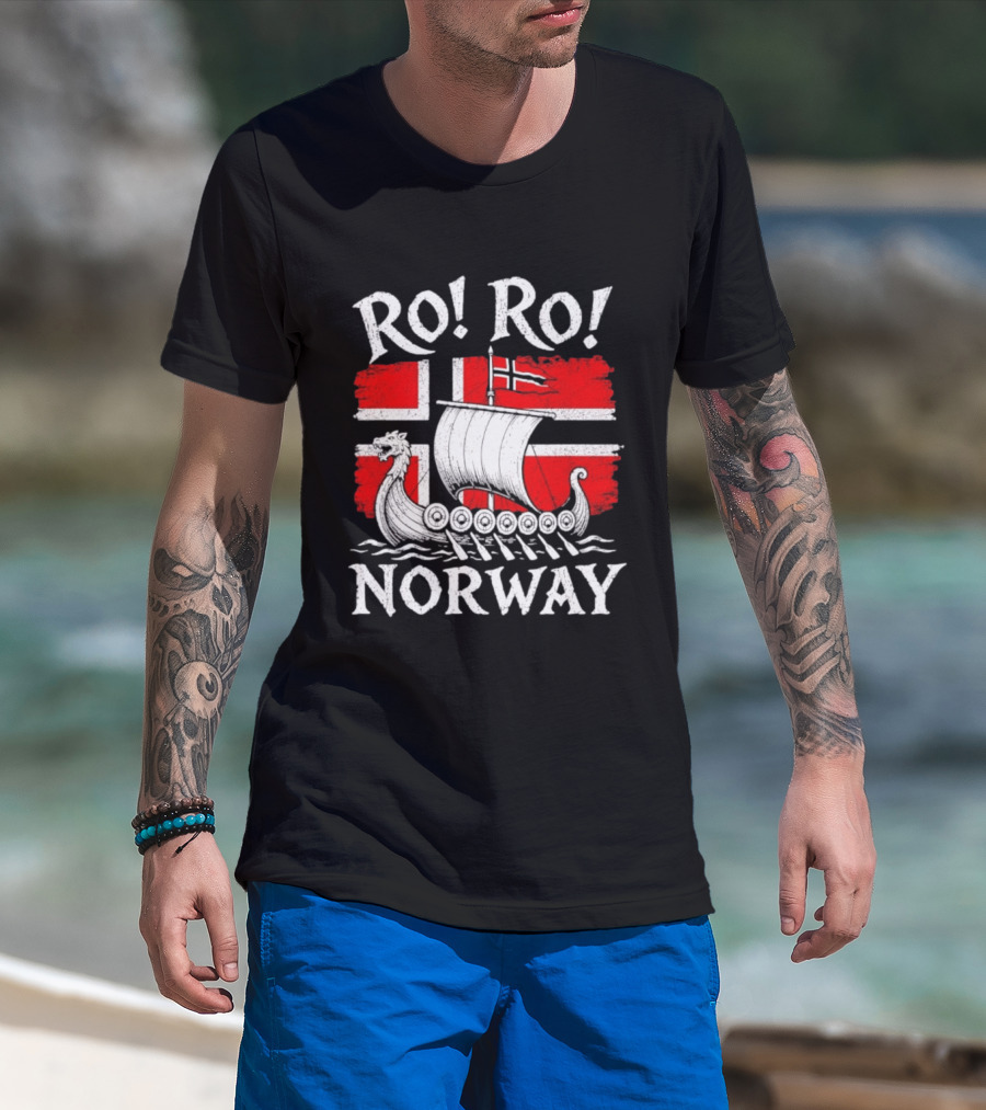 Ro Ro Norway Viking Longship Flag T-Shirt