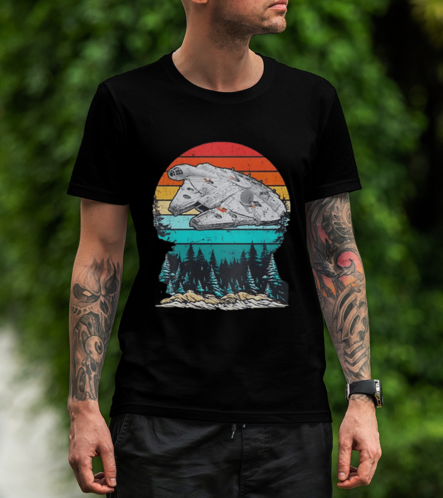 Star Wars Millennium Falcon Forest Sunset T-Shirt