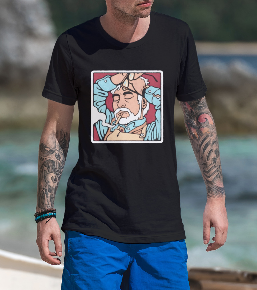 Hayao Miyazaki Smoking Studio Ghibli Filmmaker Animation Mens Casual T-Shirt