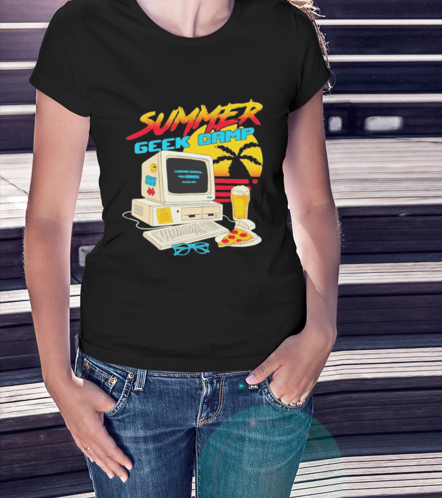 Summer Geek Camp Eat Sleep Code Repeat Loading Computer Pizza Beer T-Shirt