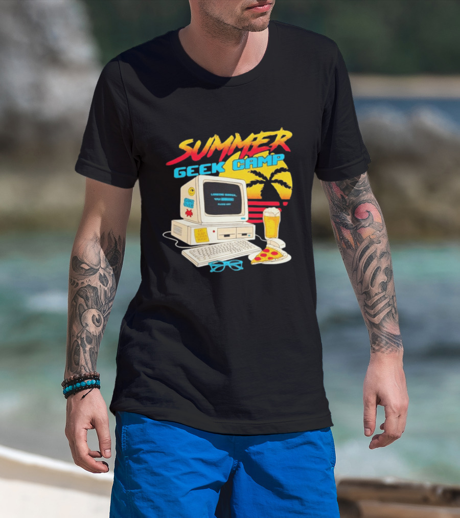 Summer Geek Camp Eat Sleep Code Repeat Loading Computer Pizza Beer T-Shirt