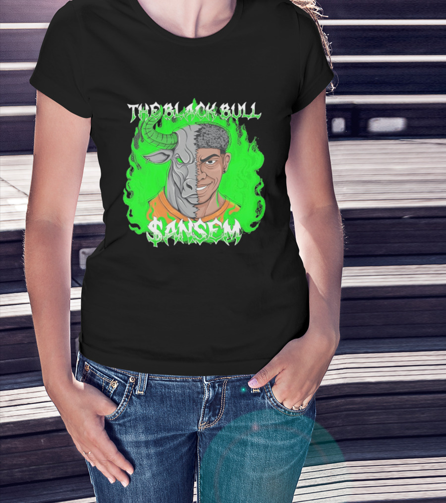 The Black Bull Sansem Half Man Half Bull Green Fire Fusion T-Shirt