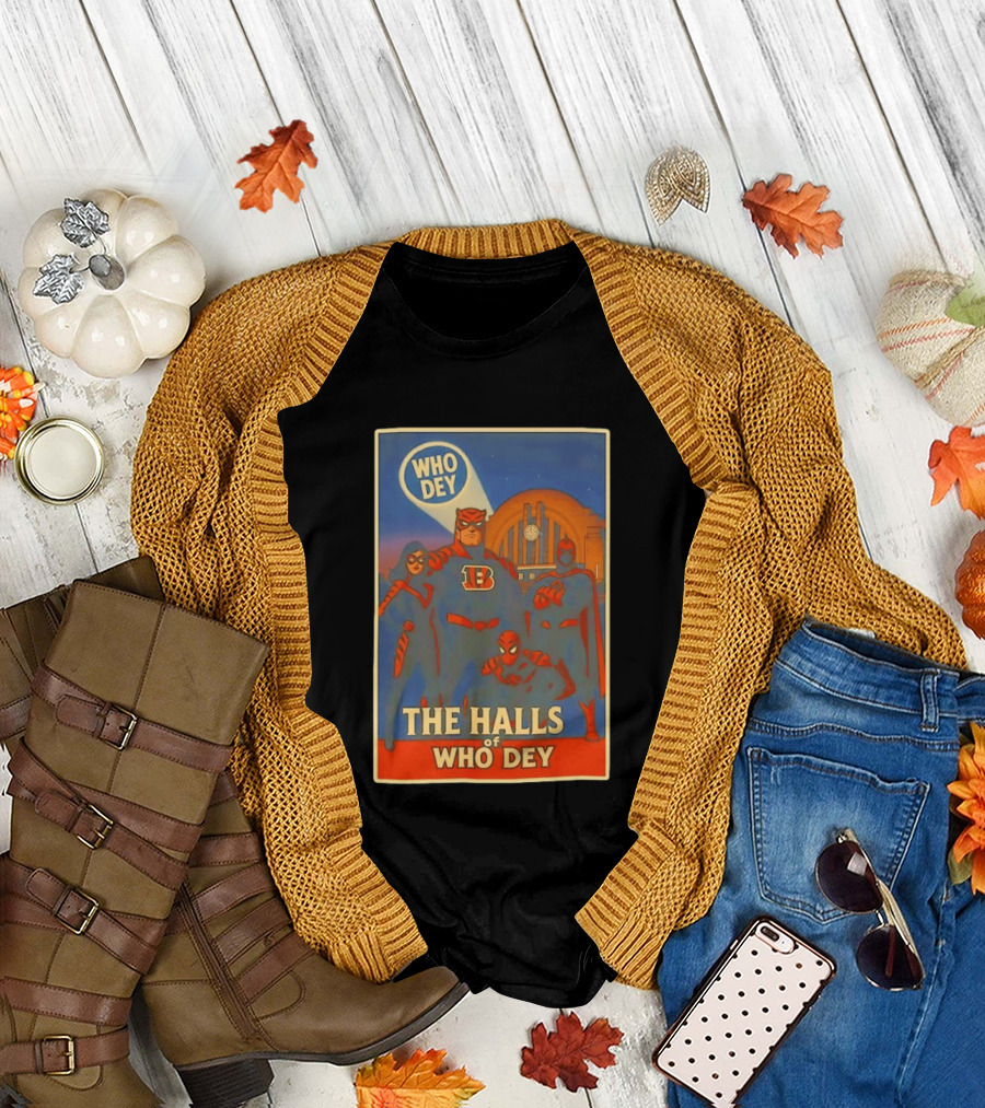 The Halls of Who Dey Superhero Team T-Shirt