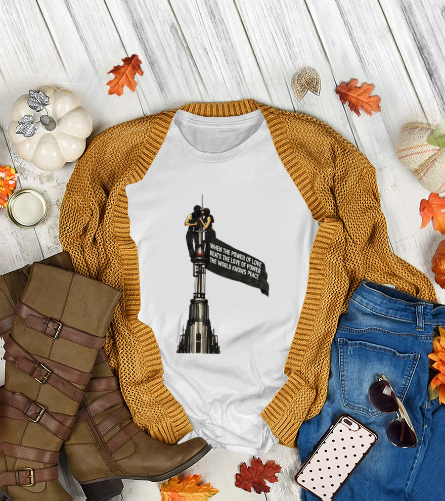Angela Nikolau and Ivan Beerkus Love and Peace Flag on Empire State Building T-Shirt