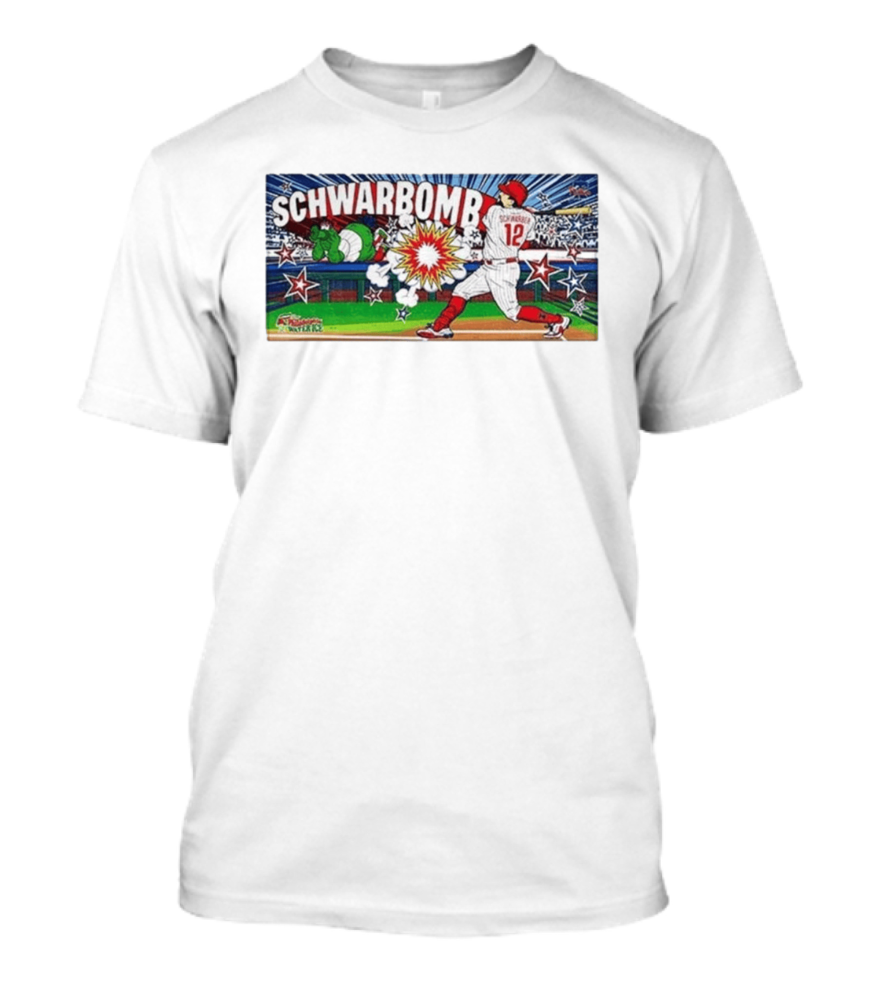 Schwarbomb Kyle Schwarber 12 Phillies MLB Phillie Phanatic Explosion Comic T-Shirt