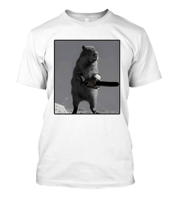 Capybara With Chainsaw Descent Into Madness Signs T-Shirt
