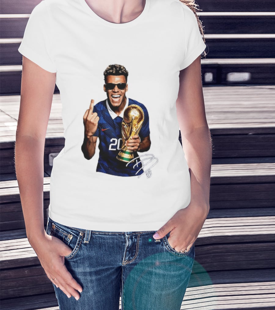 Desire Doue France National Team 20 Trophy Celebration Gesture T-Shirt
