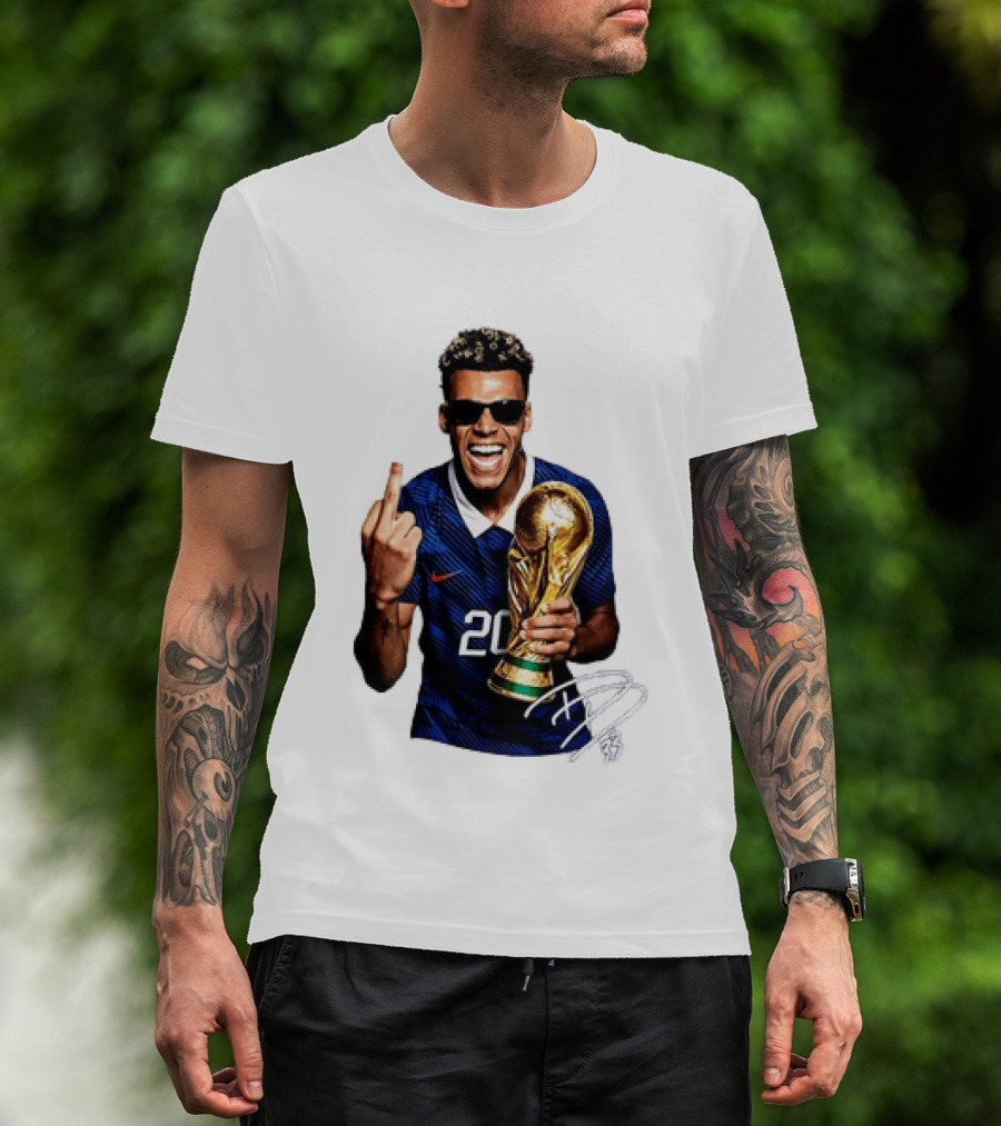 Desire Doue France National Team 20 Trophy Celebration Gesture T-Shirt