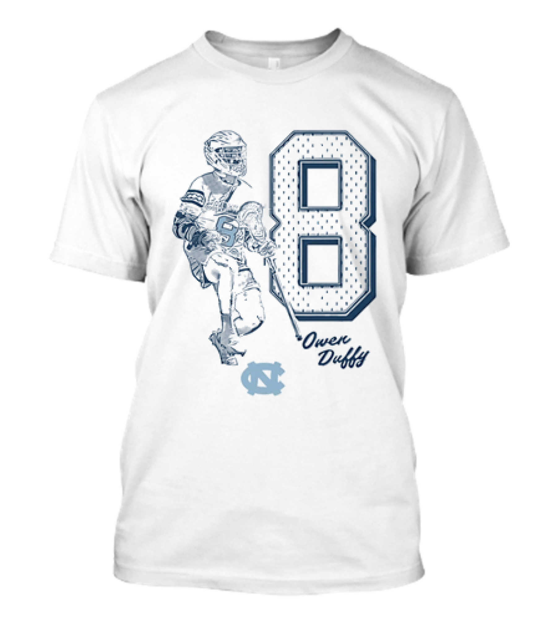 North Carolina Tar Heels Owen Duffy Number 8 Lacrosse T-Shirt