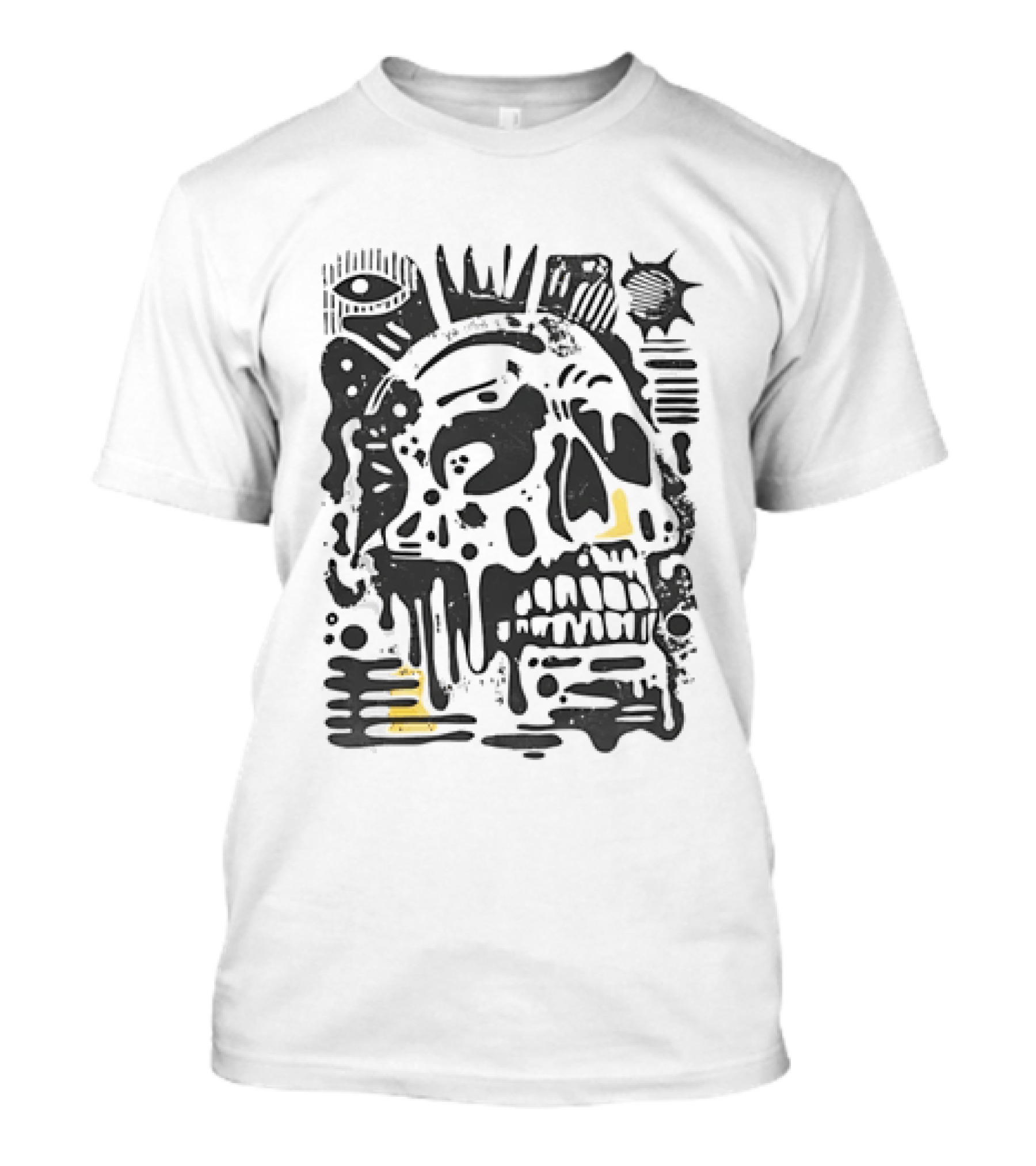 Dripping Skull Abstract Art With Crown And Eye T-Shirt