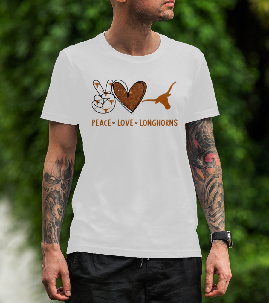 Peace Love Longhorns Texas Football Fan Gear T-Shirt