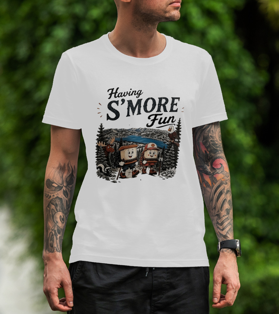 Having S'More Fun Camping Hiking At Bear Lake With Wildlife And Nature Scene T-Shirt