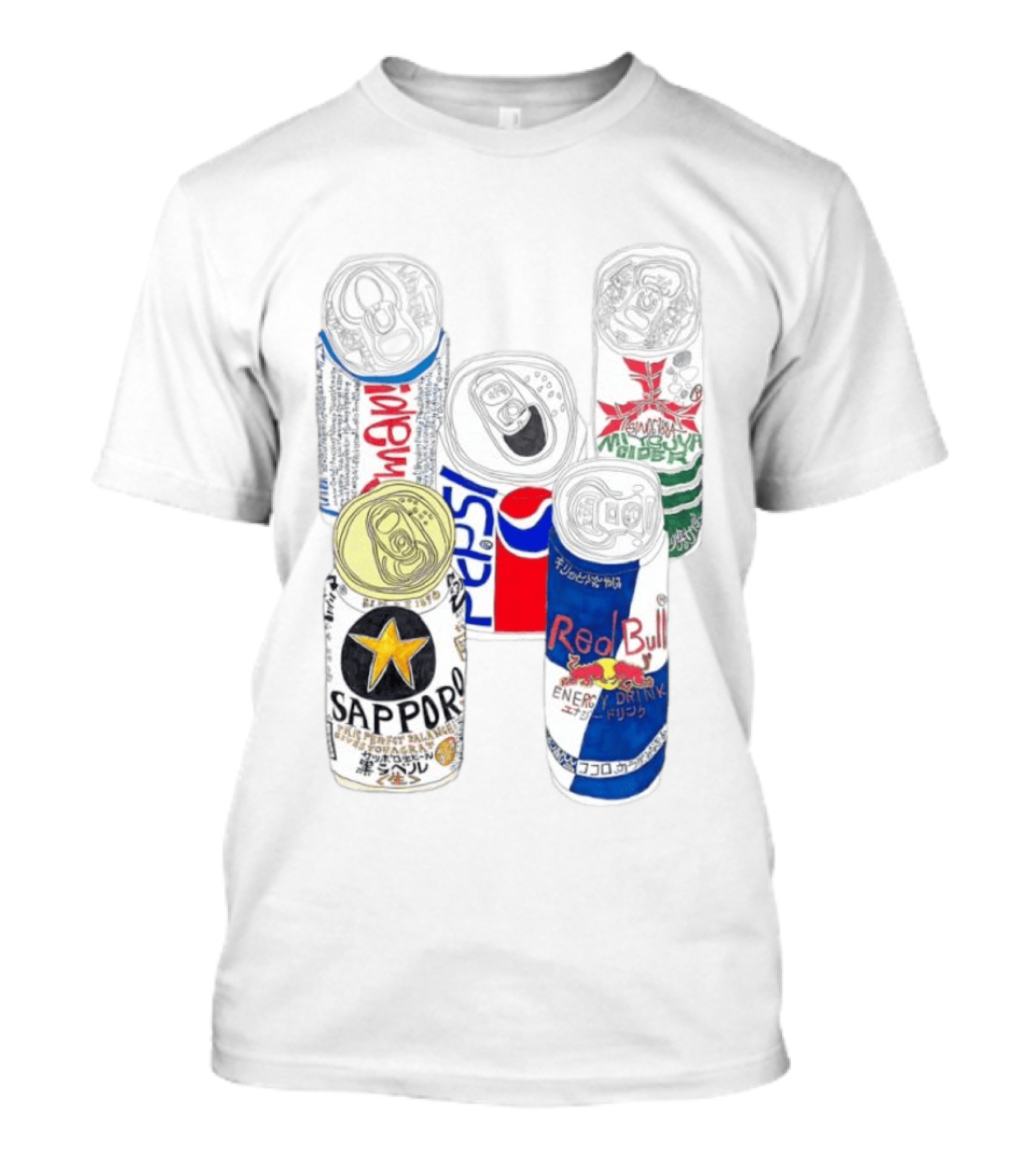 Sapporo Pepsi Mitsuya Cider Red Bull Drink Can T-Shirt