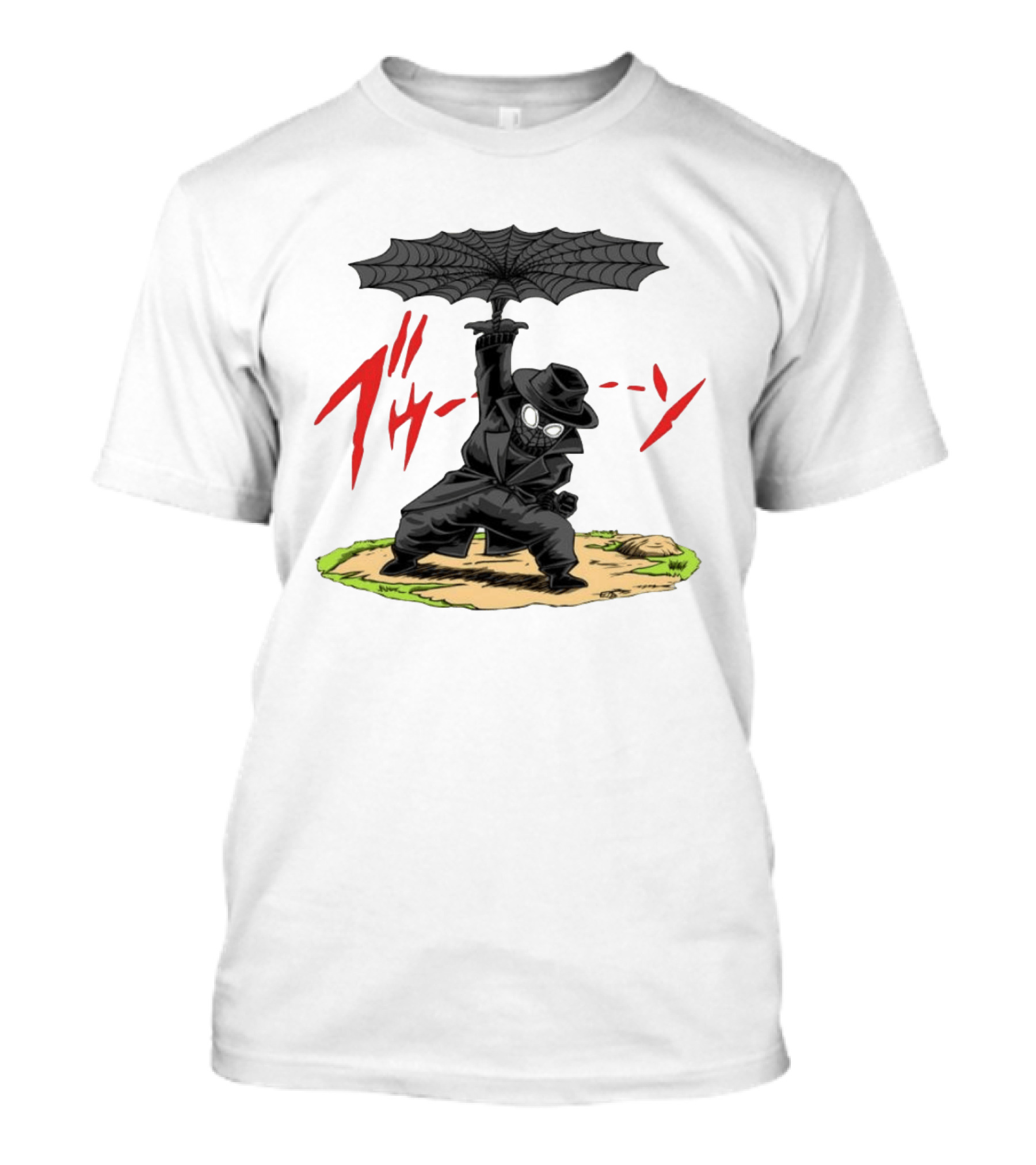 Spider Man Noir Marvel Comics Japanese Text Umbrella Scene T-Shirt