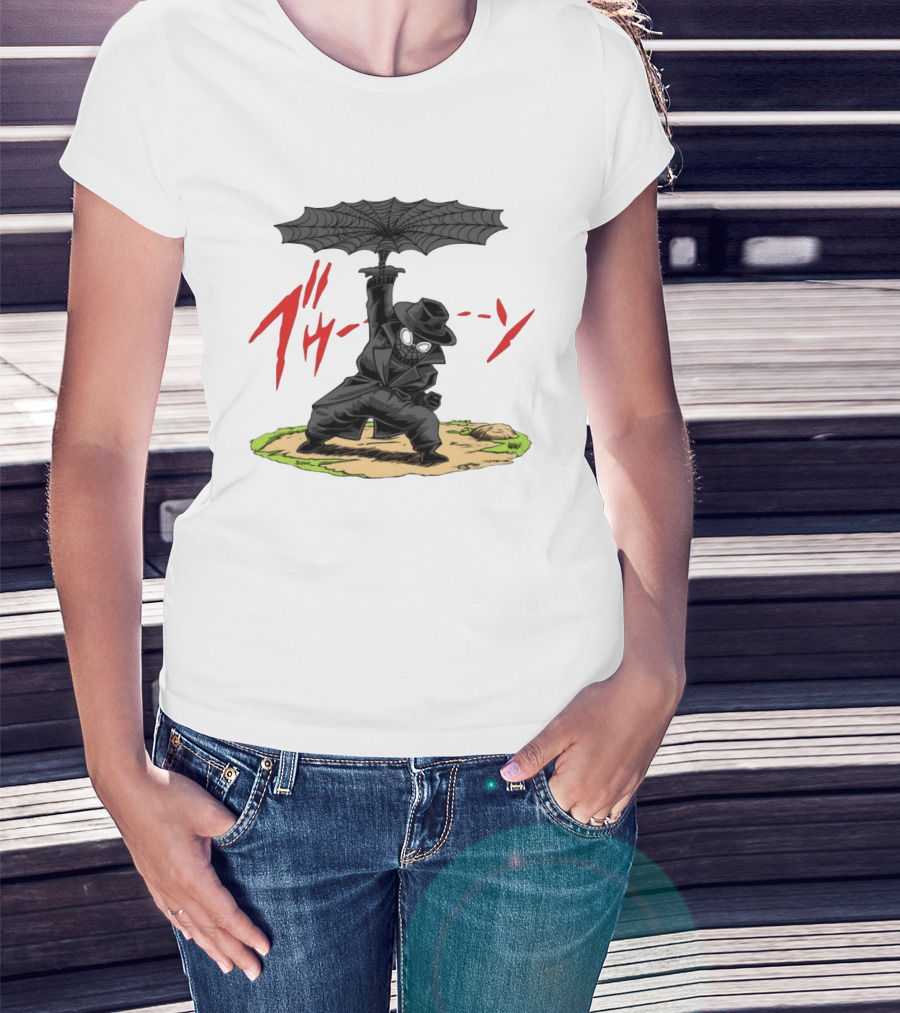 Spider Man Noir Marvel Comics Japanese Text Umbrella Scene T-Shirt