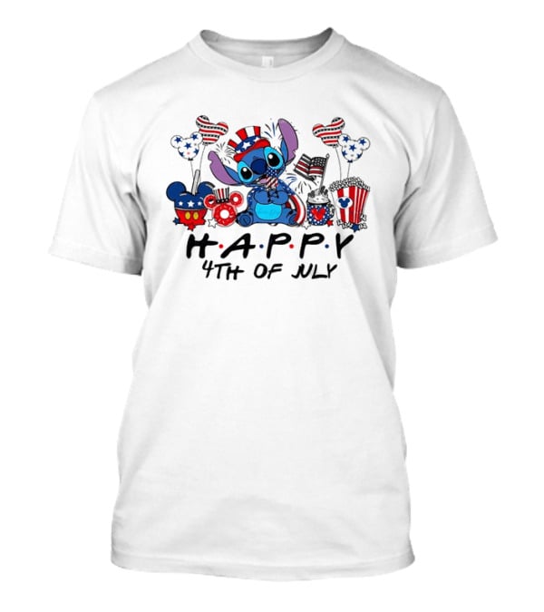 Lilo And Stitch Disney Happy 4th Of July Celebration USA Flags T-Shirt