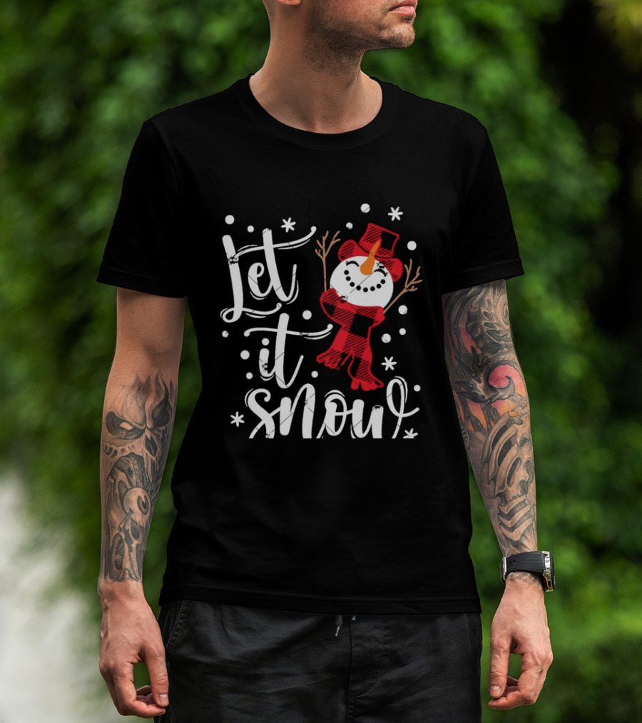 Let It Snow Red Snowman Christmas Magic T-Shirt