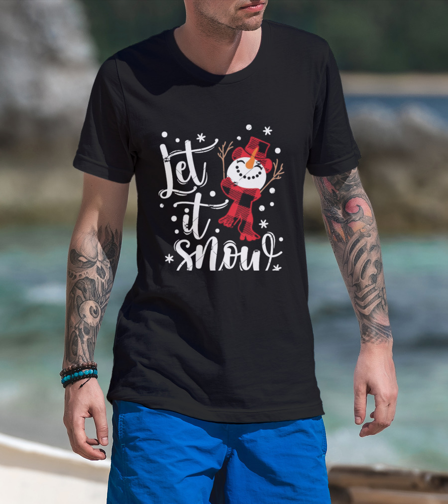 Let It Snow Red Snowman Christmas Magic T-Shirt