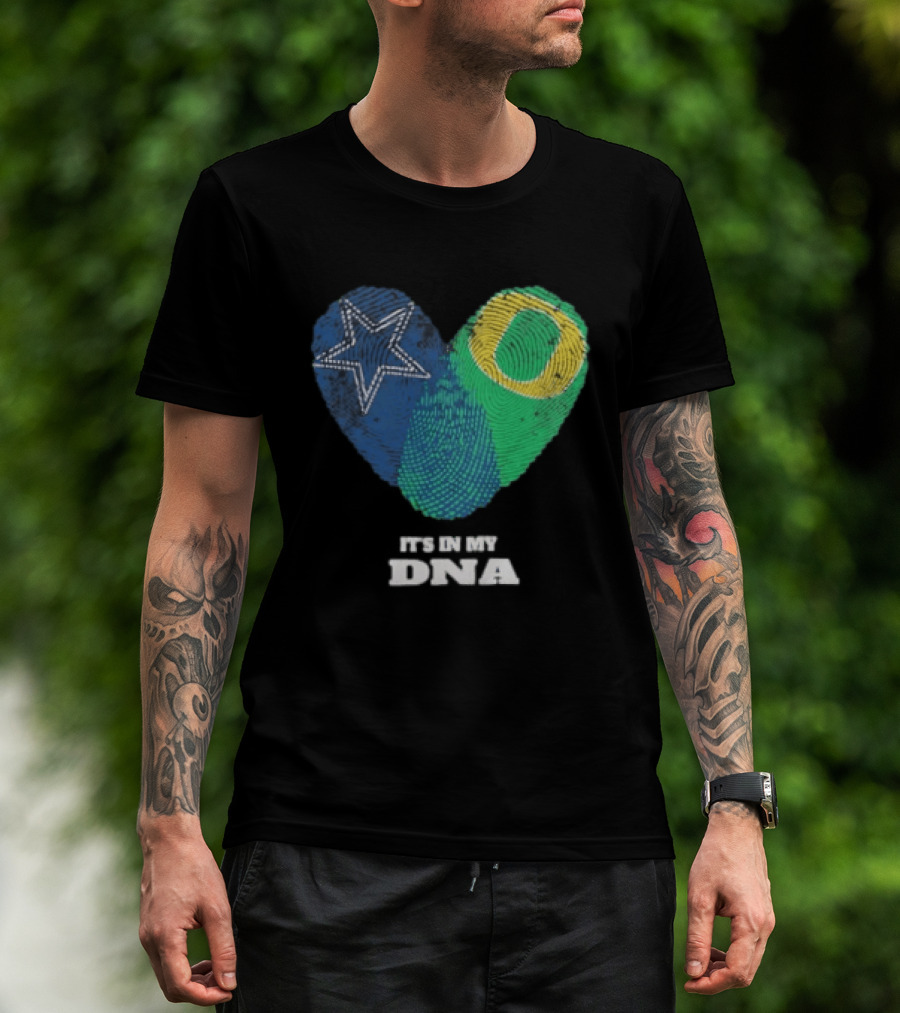 It's In My DNA Dallas Cowboys Oregon Ducks Heart Fingerprint T-Shirt