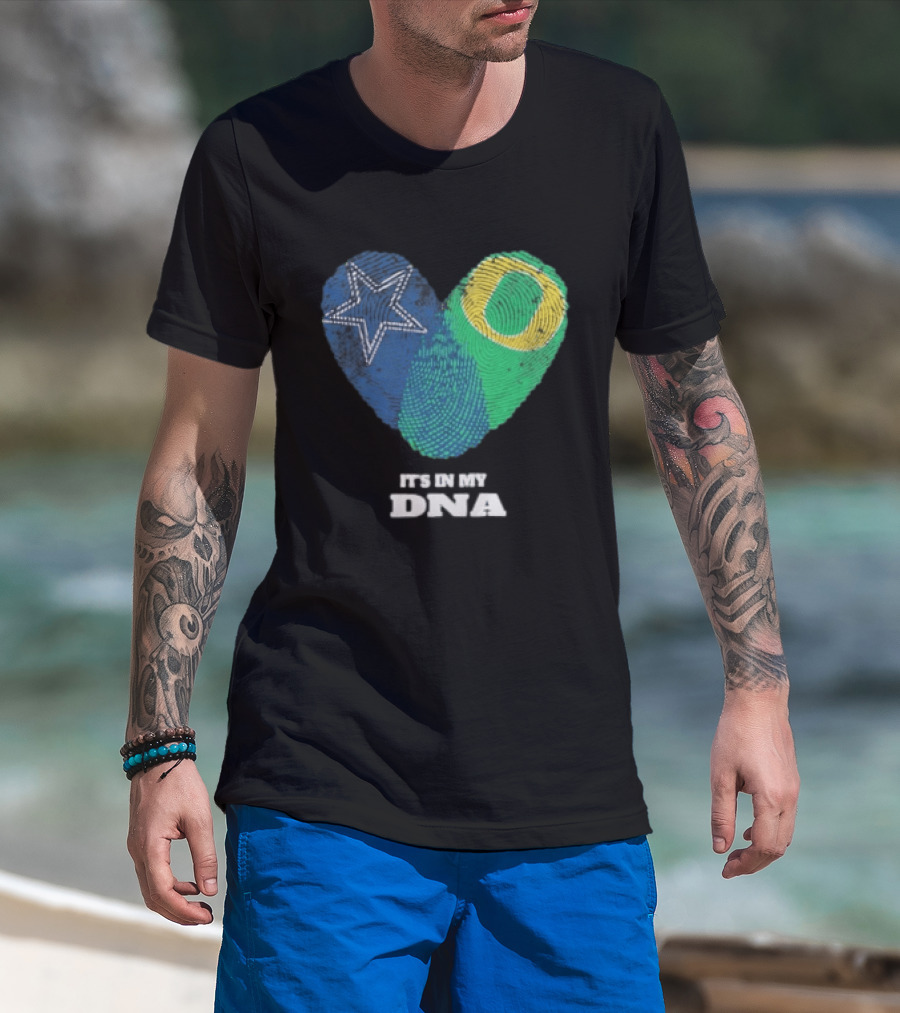It's In My DNA Dallas Cowboys Oregon Ducks Heart Fingerprint T-Shirt