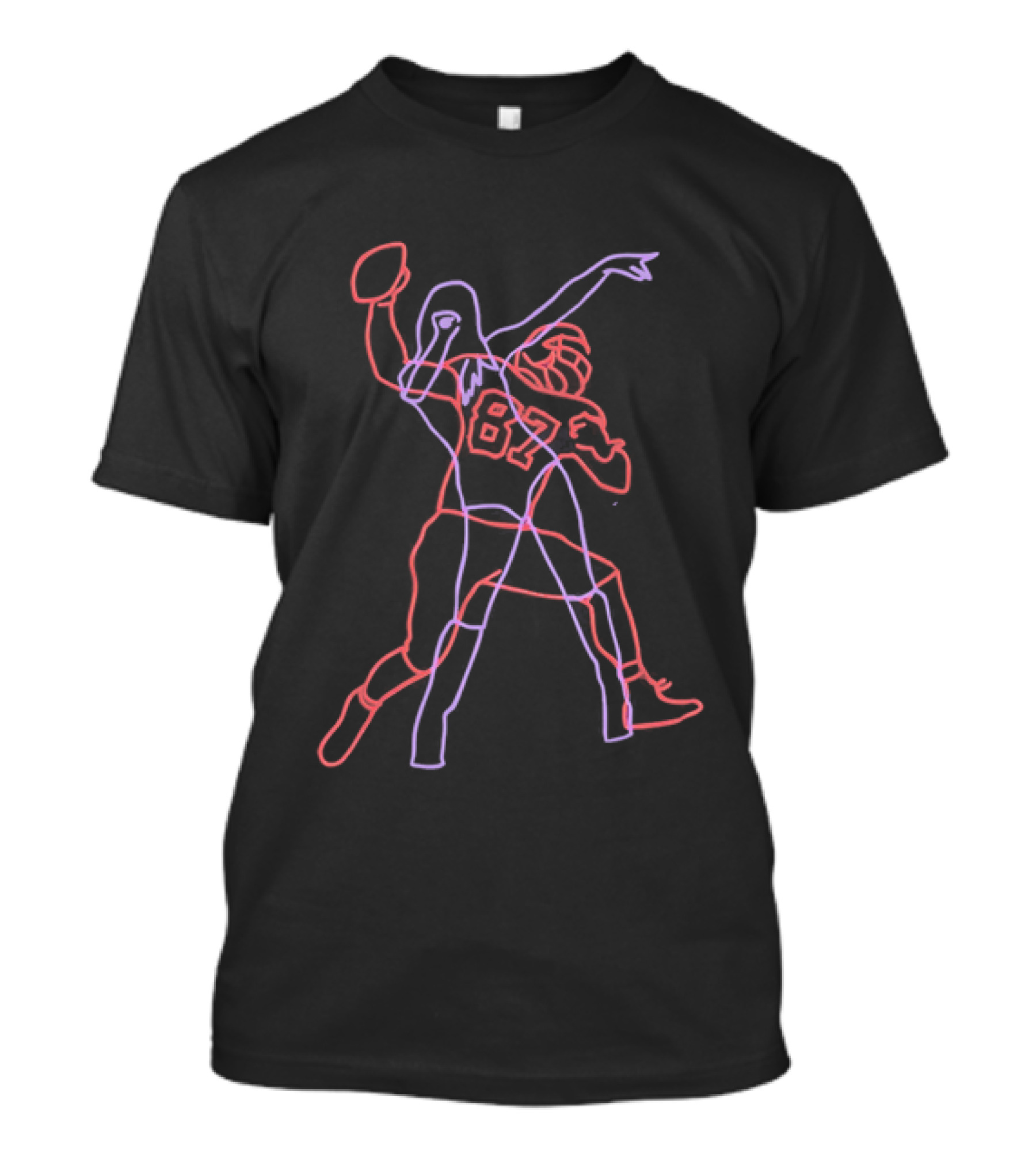 Kansas City Chiefs Cheerleader Football Player 87 Neon T-Shirt