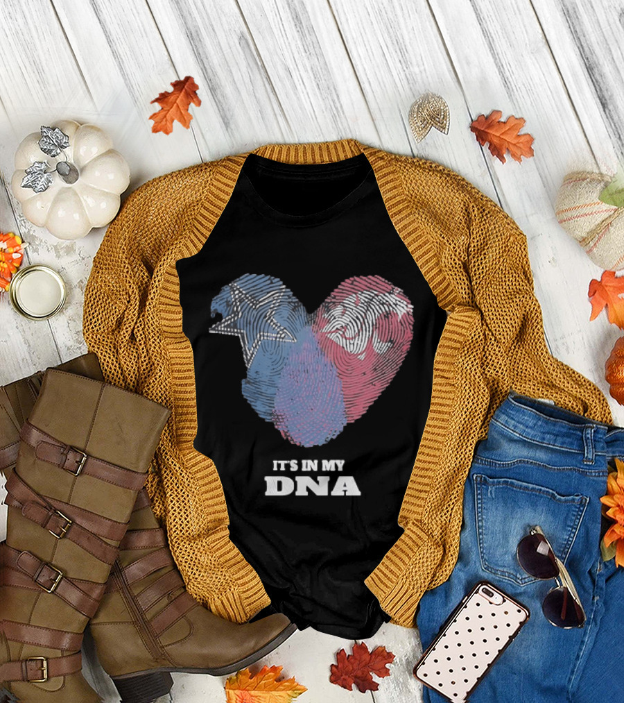 Cowboys Texas Tech Red Raiders It's in My DNA Fingerprint Heart T-Shirt
