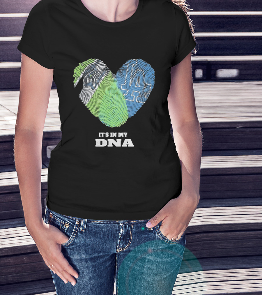 It's In My DNA Seattle Seahawks Los Angeles Dodgers Fingerprint T-Shirt